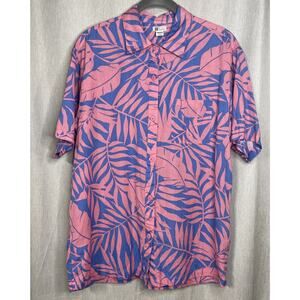 Billabong Shirt Men’s Small Blue/Pink Floral Pattern Button-up Top - Linen Blend